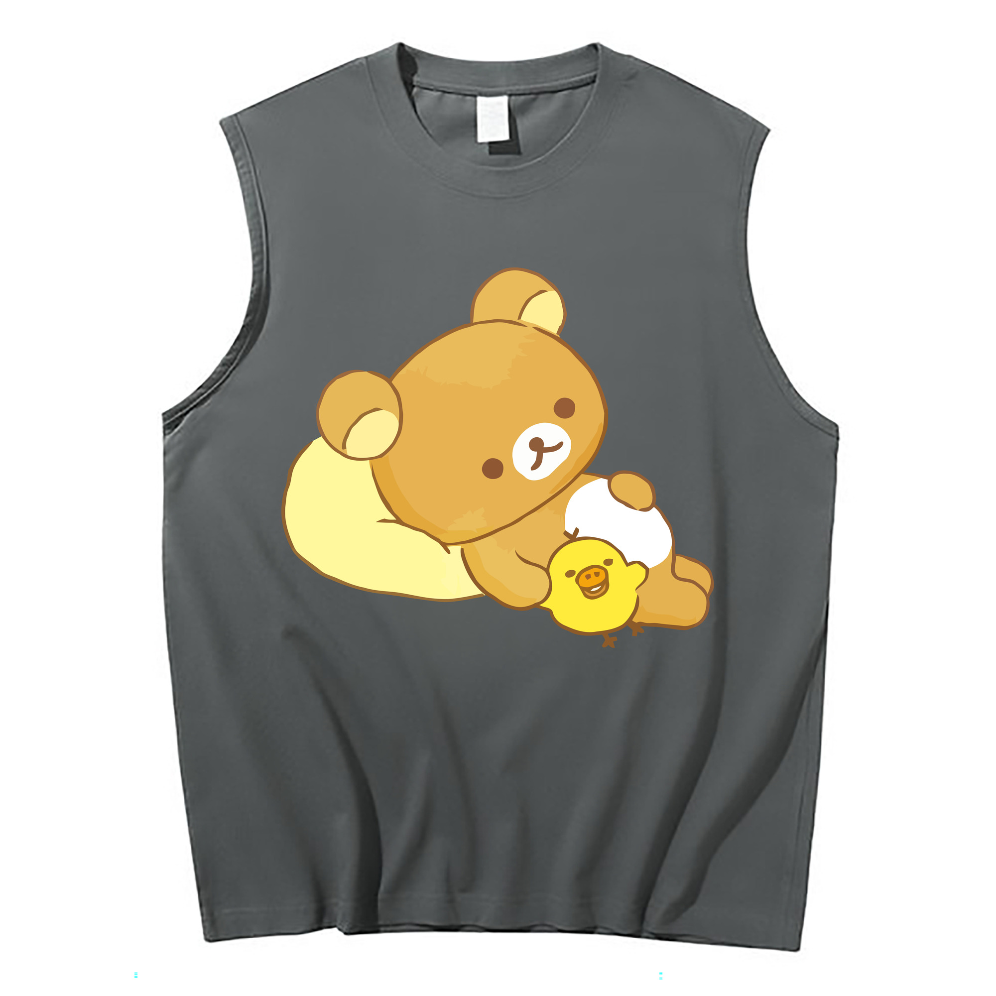 （画像用） リラックマ リラックマ キイロイトリ Rilakkuma Korilakkuma Kiiroitori コットン100％タンクトップ（フロントプリント）